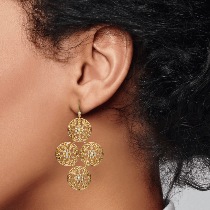 Arabesque 18k Gold and Diamond .83 Total Weight Earrings
