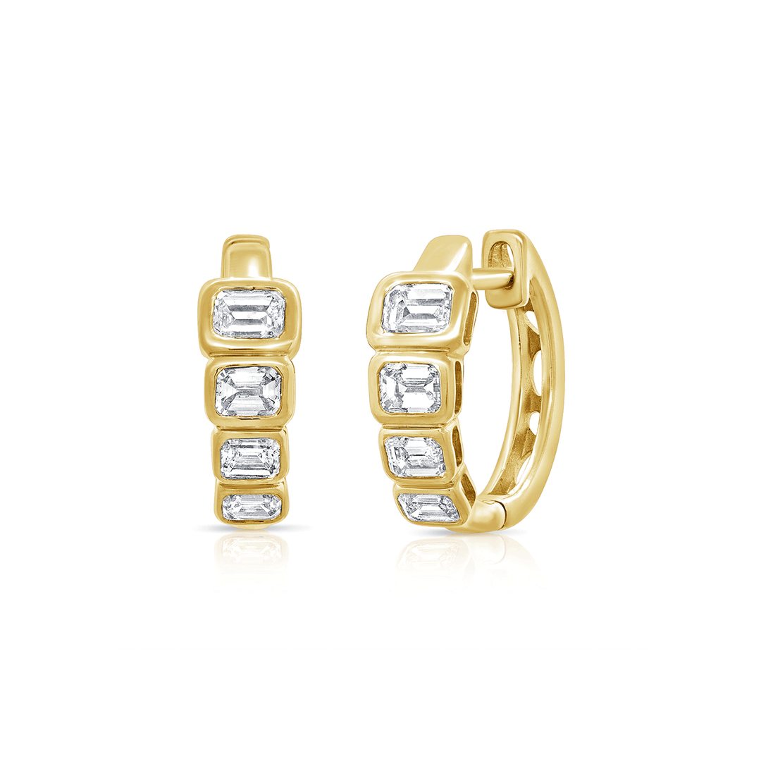 14k Yellow Gold and 1.25 Total Weight Graduating Diamond Hoops
