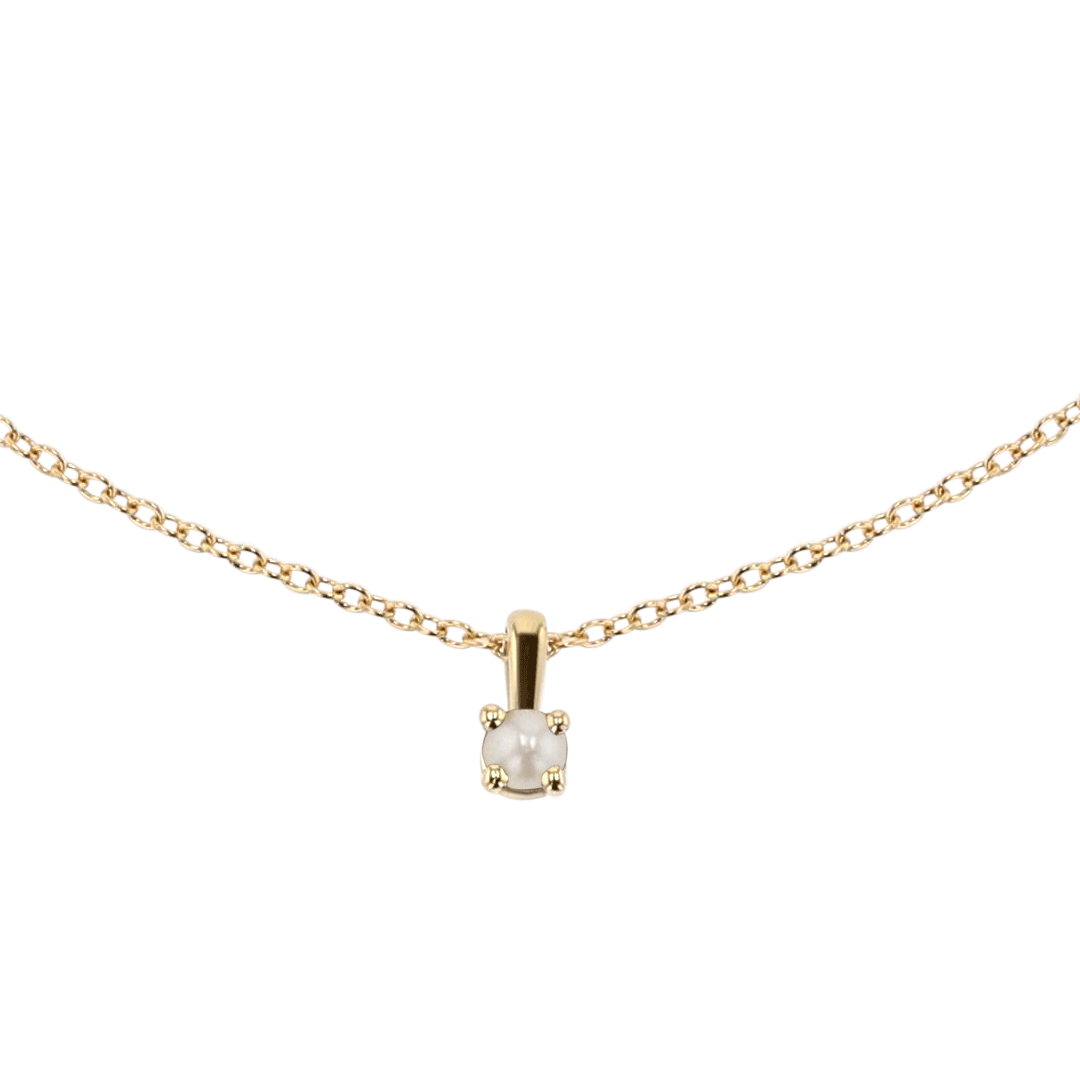 14k Yellow Gold and Pearl Birthstone Pendant