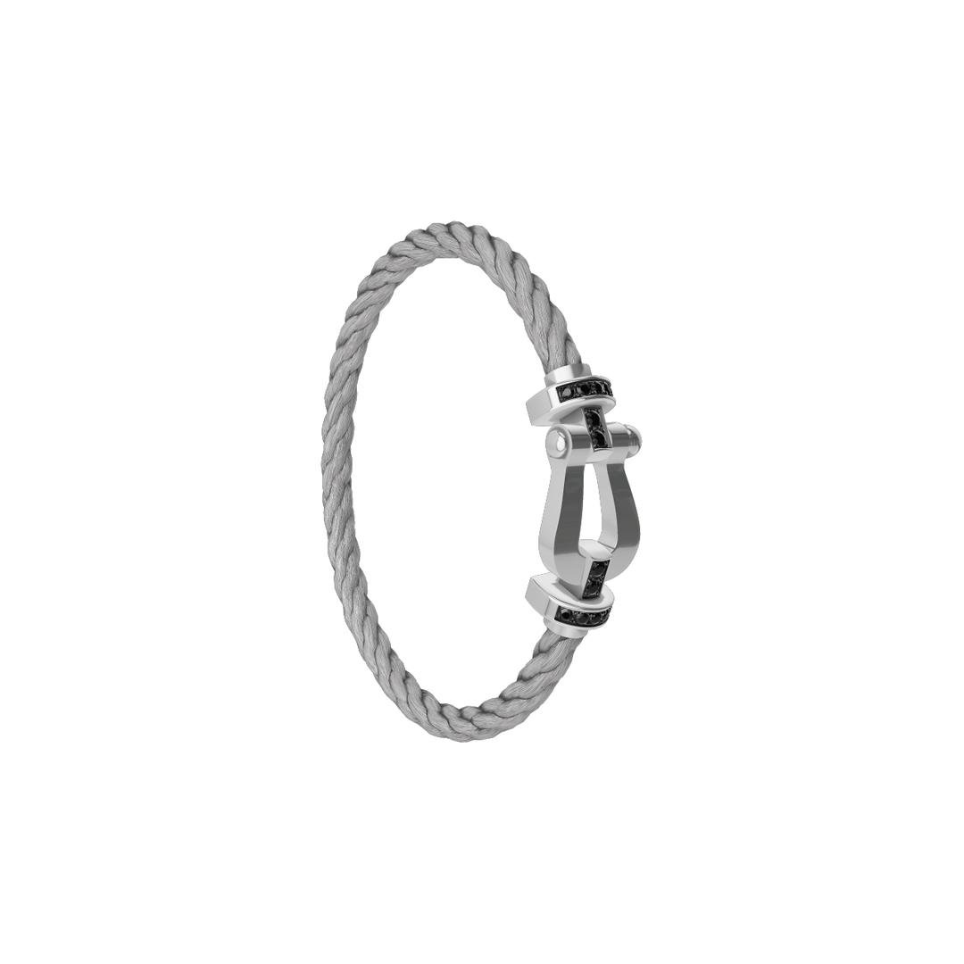 FRED Force 10 Steel Cable with 18k White LG Buckle Half Black Diamond, Exclusively at Hamilton Jewelers