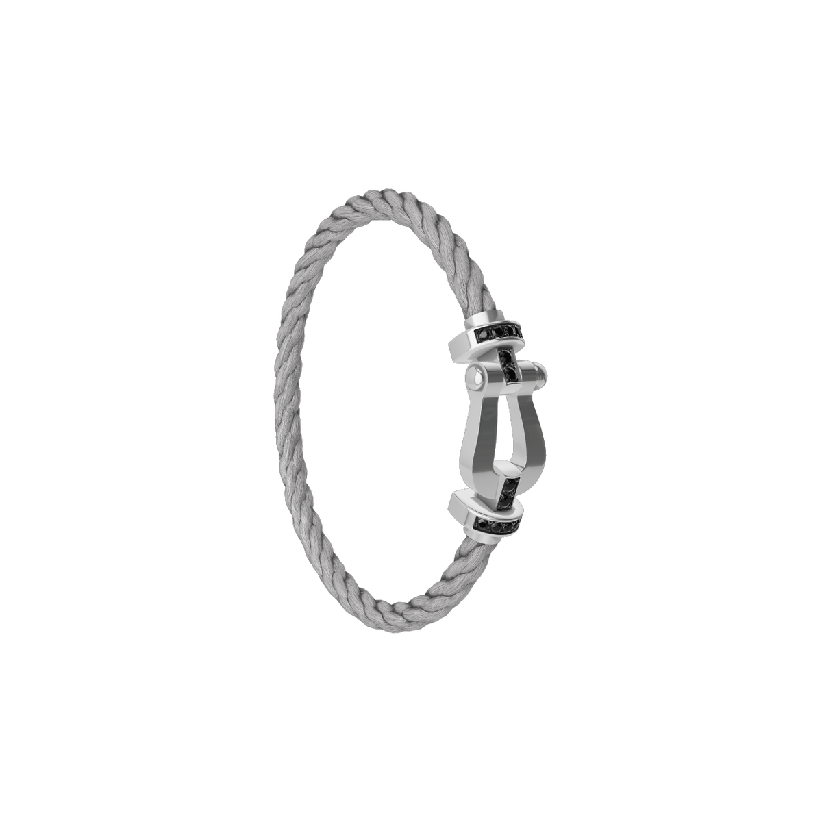 FRED Force 10 Steel Cable with 18k White LG Buckle Half Black Diamond, Exclusively at Hamilton Jewelers