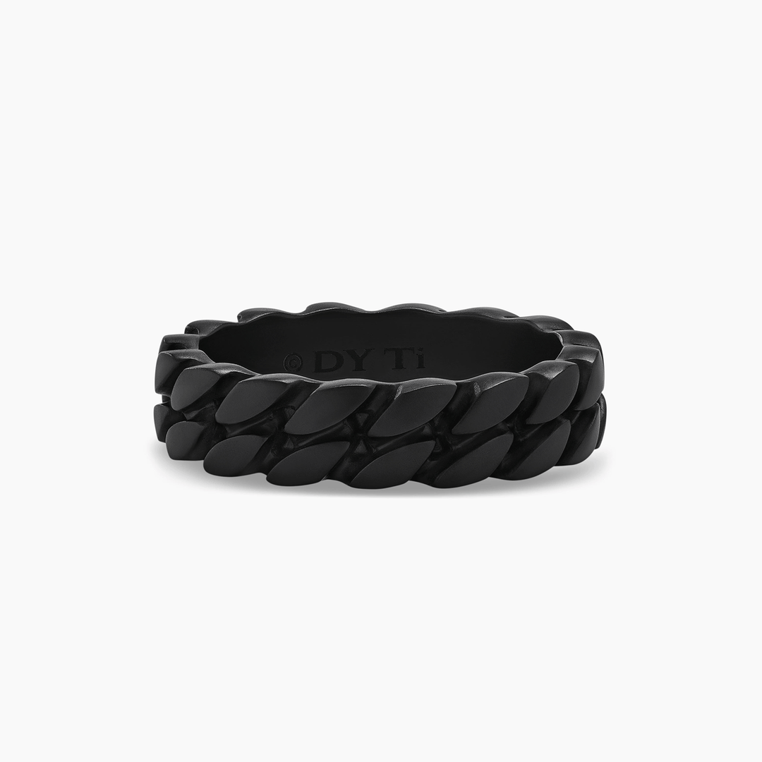 David Yurman Curb Chain Band Ring Black Titanium, 6mm