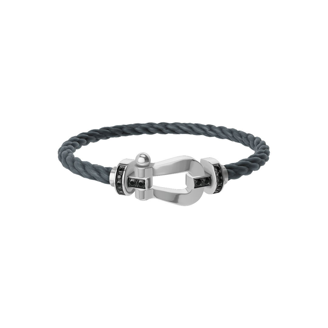 FRED Force 10 Storm Grey Cable with 18k White LG Buckle Half Black Diamond, Exclusively at Hamilton Jewelers