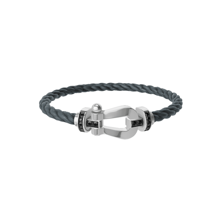 FRED Force 10 Storm Grey Cable with 18k White LG Buckle Half Black Diamond, Exclusively at Hamilton Jewelers