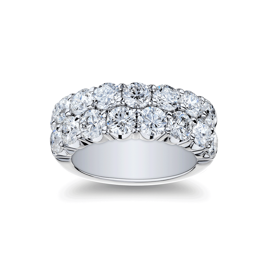 18k White Gold and 4.32 Total Weight Diamond Double Row Band
