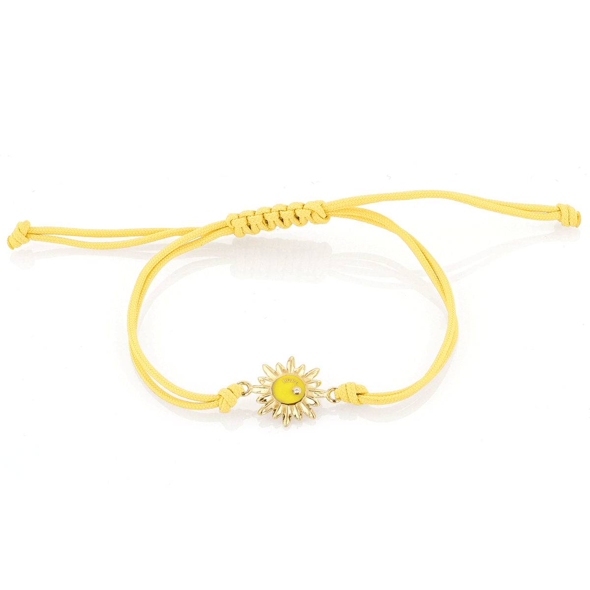 Charms of Hope 18k Sunflower with Yellow Cord Bracelet