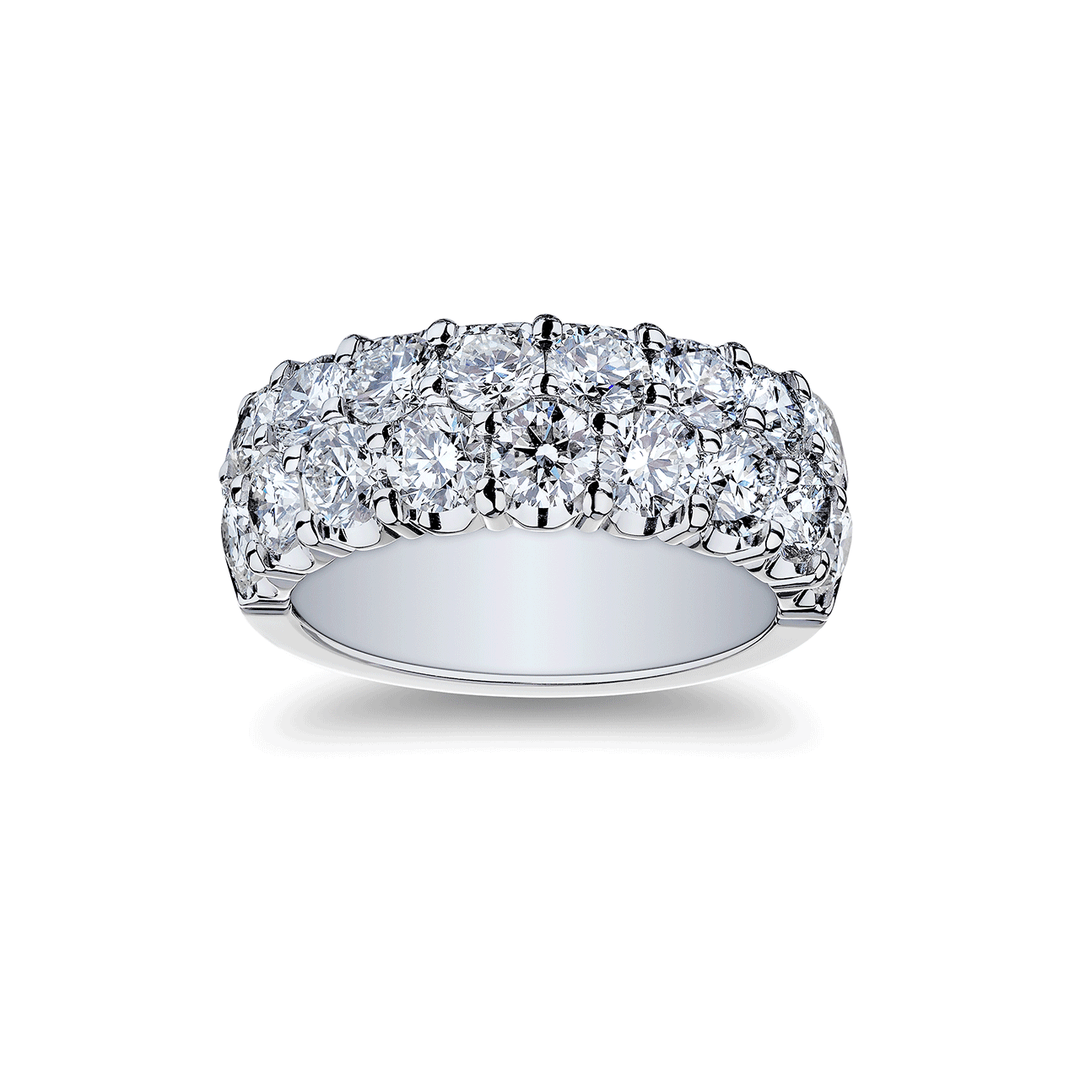 18k White Gold and 3.60 Total Weight  Diamond Two Row Band