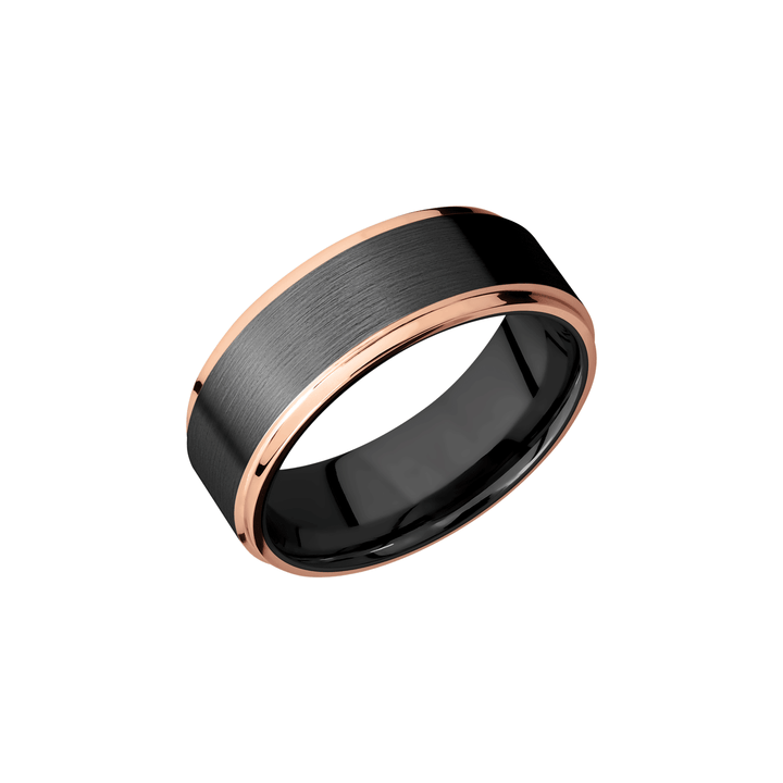 Zirconium and 14k Rose Gold 8mm Diamond Wedding Band