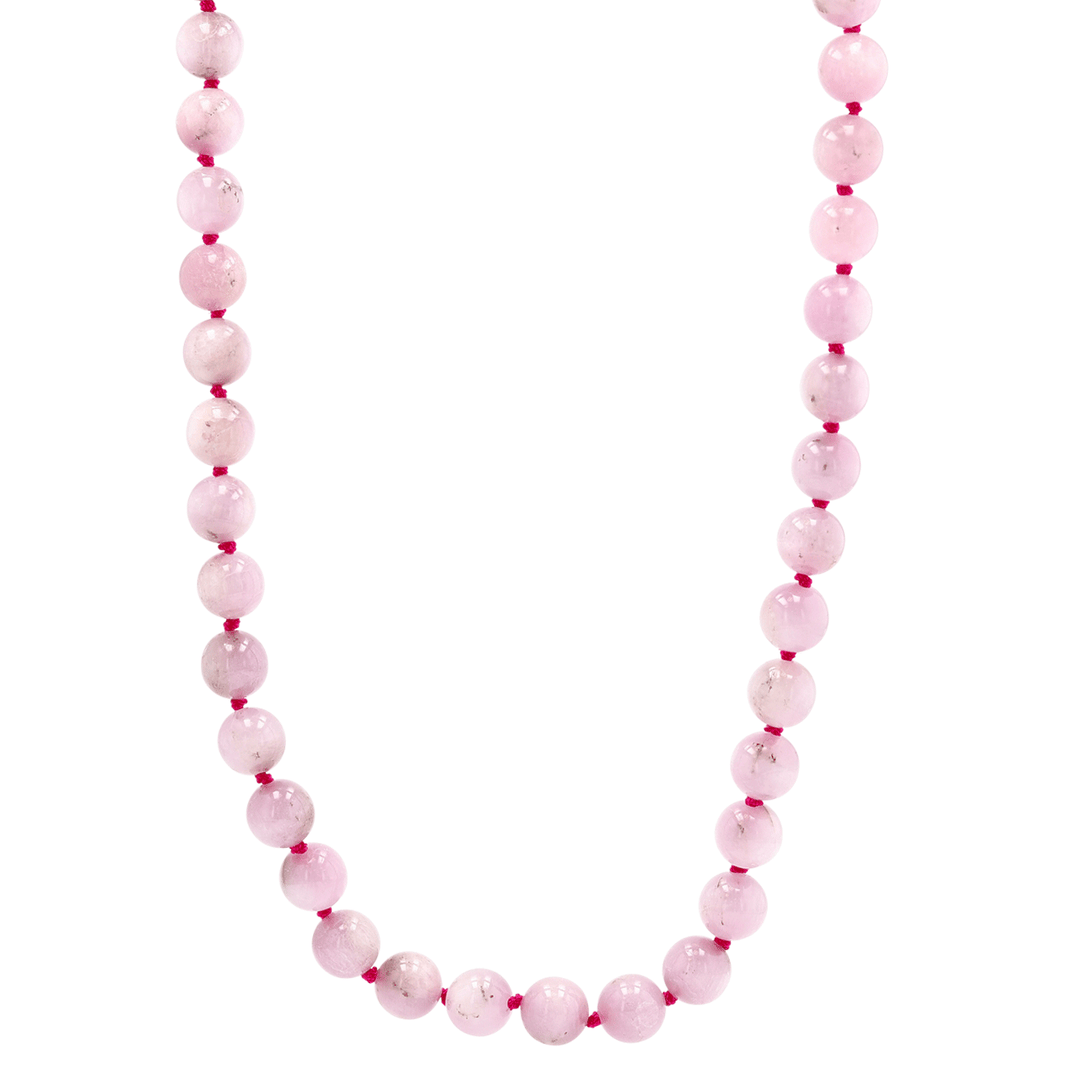Hot-Pink Silk Kunzite Bead Necklace