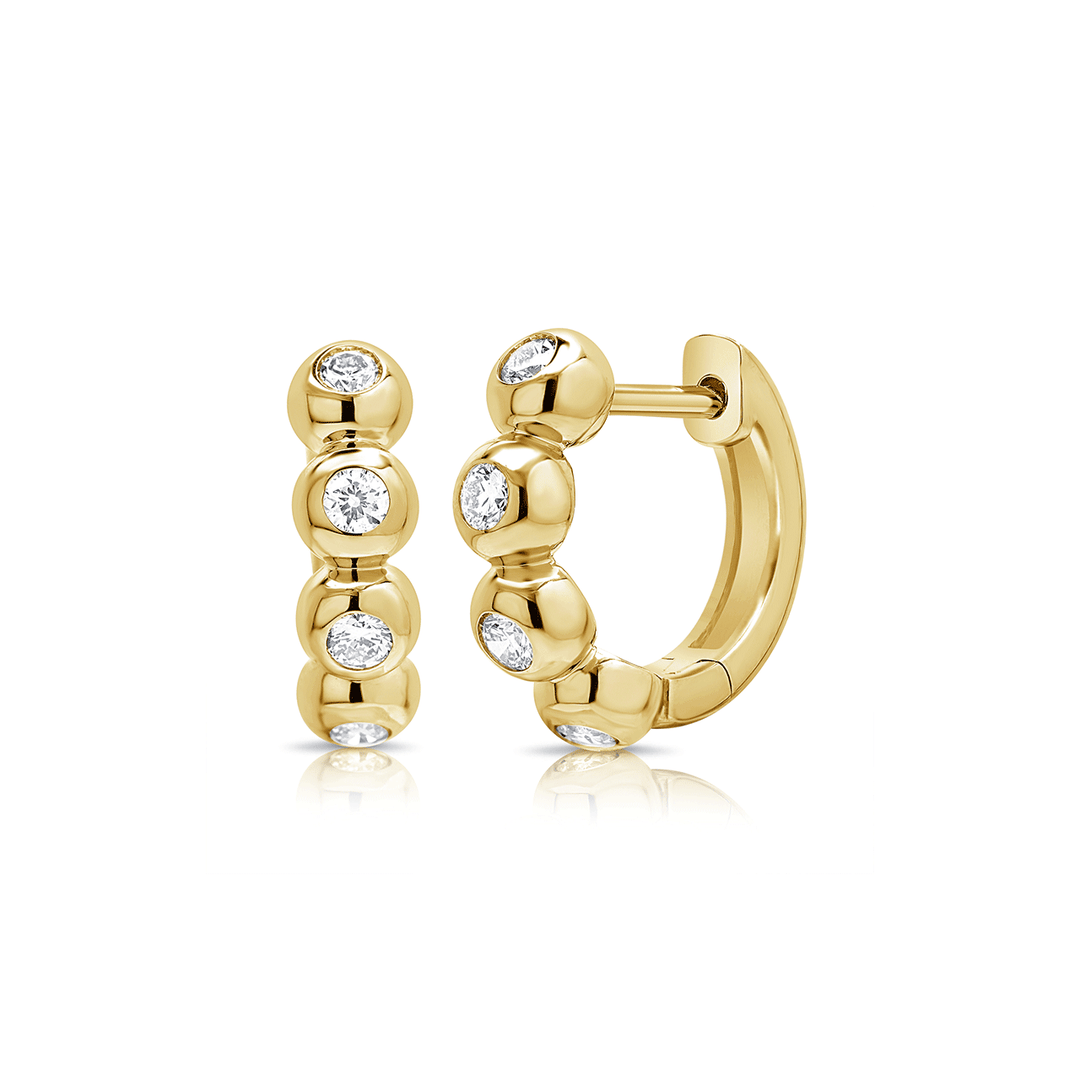 14k Yellow Gold and 0.34 Total Weight Diamond Hoops