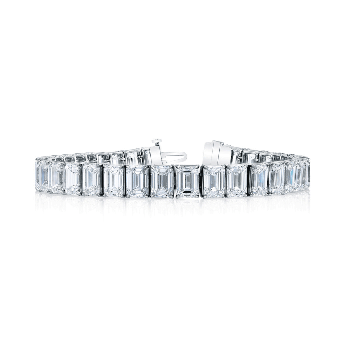 Platinum and 7.48 Total Weight Emerald Cut Diamond Line Bracelet