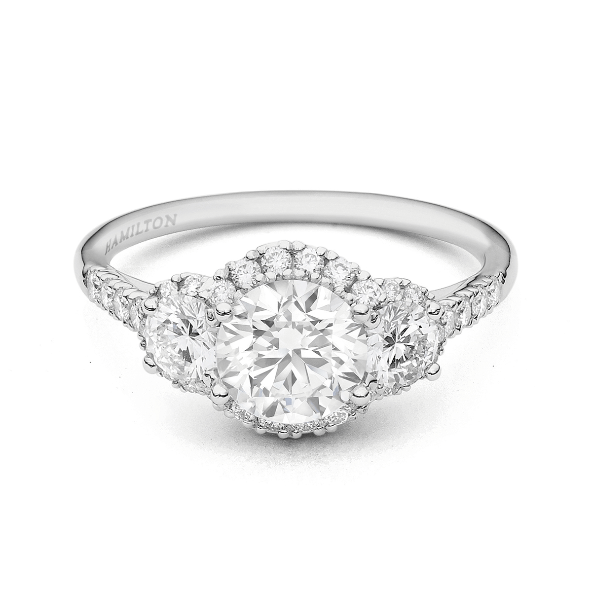 Hamilton Lisette Collection 18k White Gold and 0.43 Total Weight Diamond Three Stone  Mounting Ring