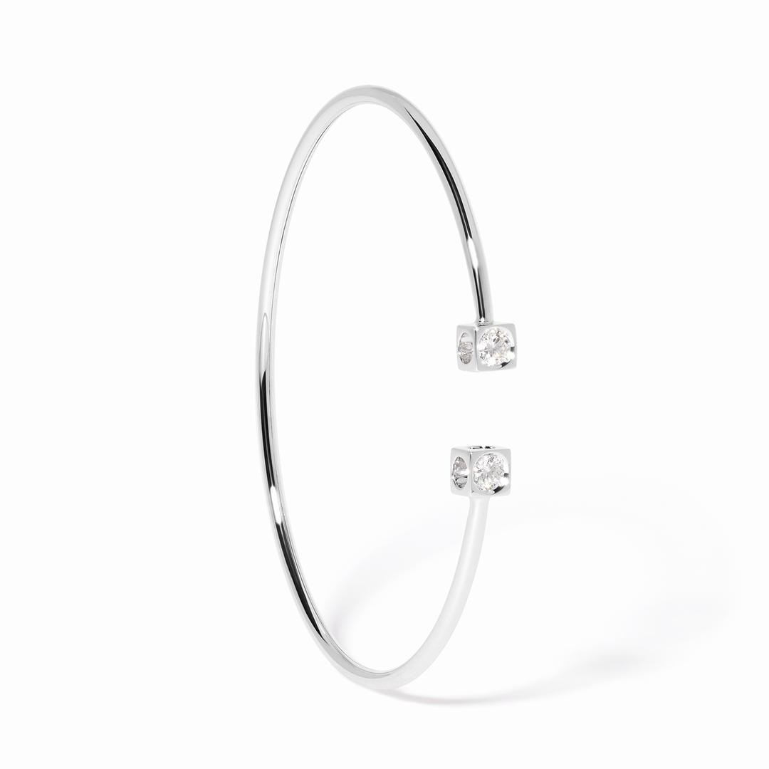 Dinh Van Le Cube 18k White Gold and Diamond Medium Bracelet