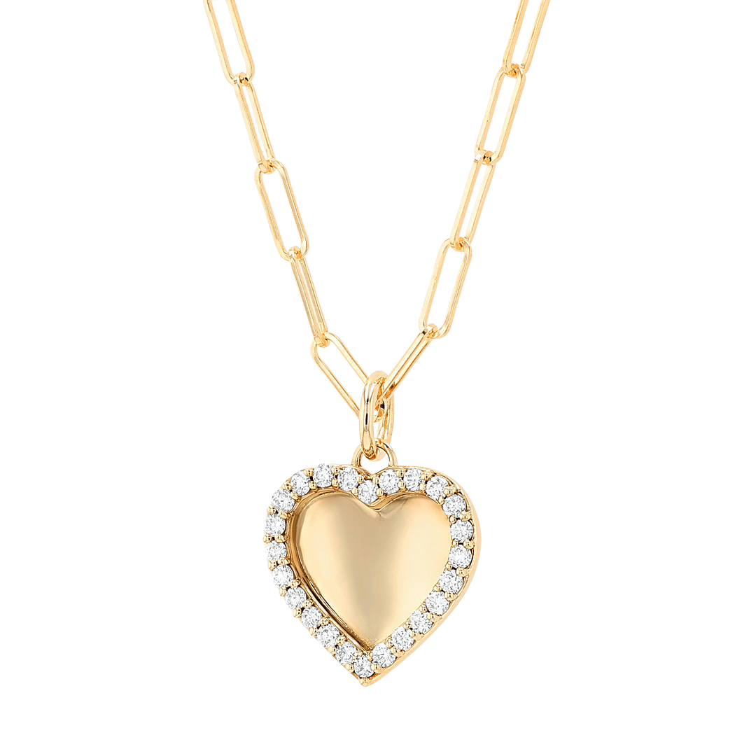 Hamilton Collection 18k Yellow Gold Heart and Diamond .24 Total Weight Pendant with Chain