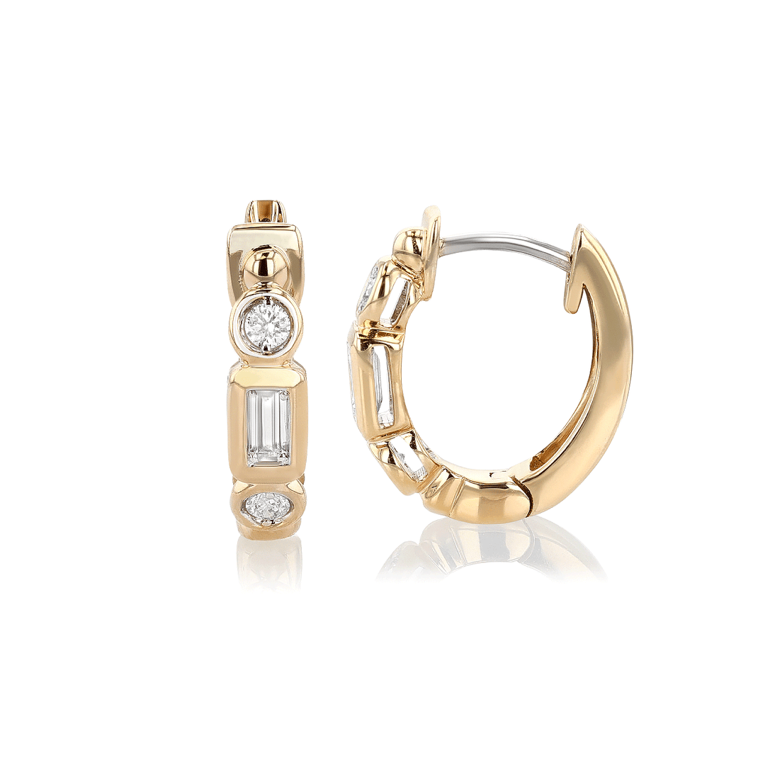 14k Yellow Gold and 0.29 Total Weight Huggie