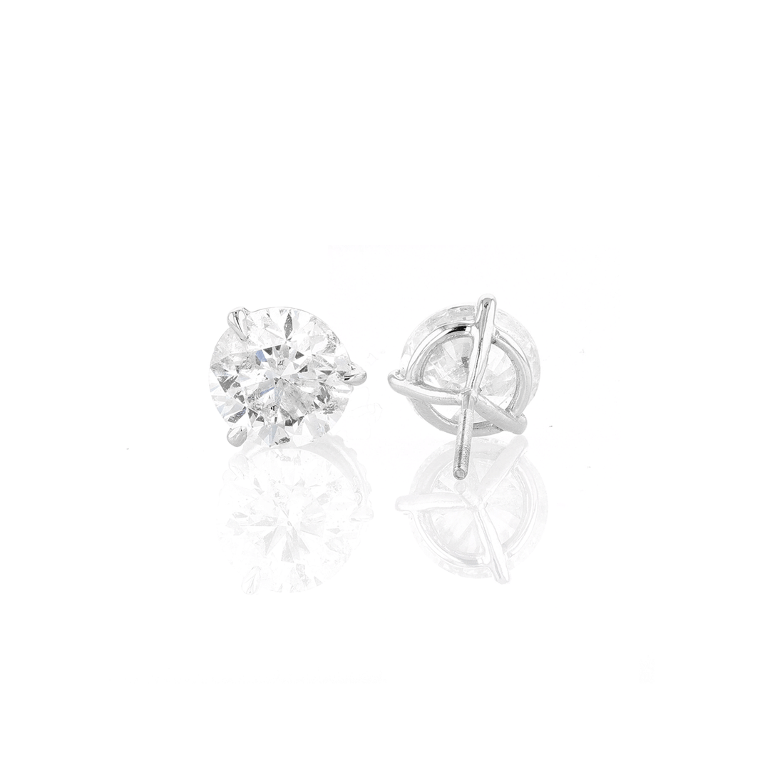 14k White Gold and 4.08 Total Weight Diamond Studs