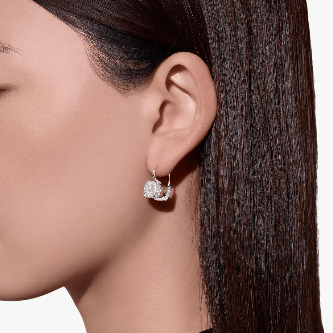 Pomellato Nudo 18k White Rose Gold Diamond Earrings
