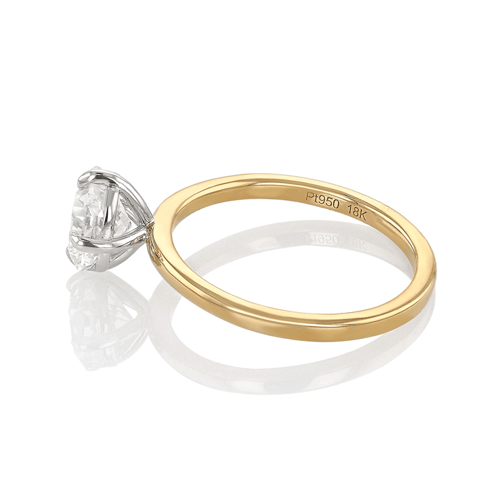 Caroline 18k Yellow Gold Solitaire Cushion Diamonnd 1.30 Total Weight Engagement Ring