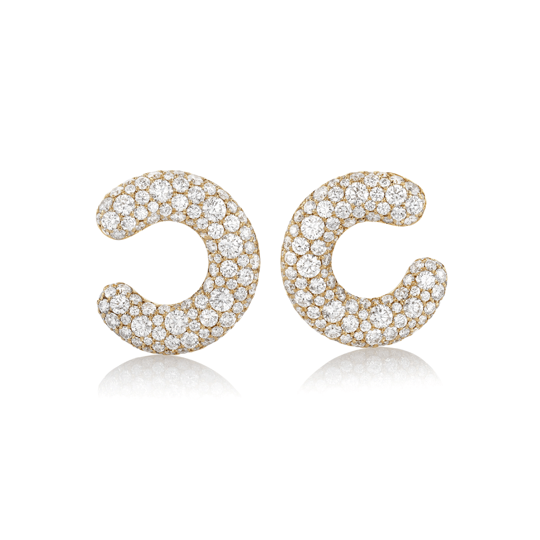 Luminous 18k Yellow Gold and Diamond 5.02 Total Weight 20mm Hoops
