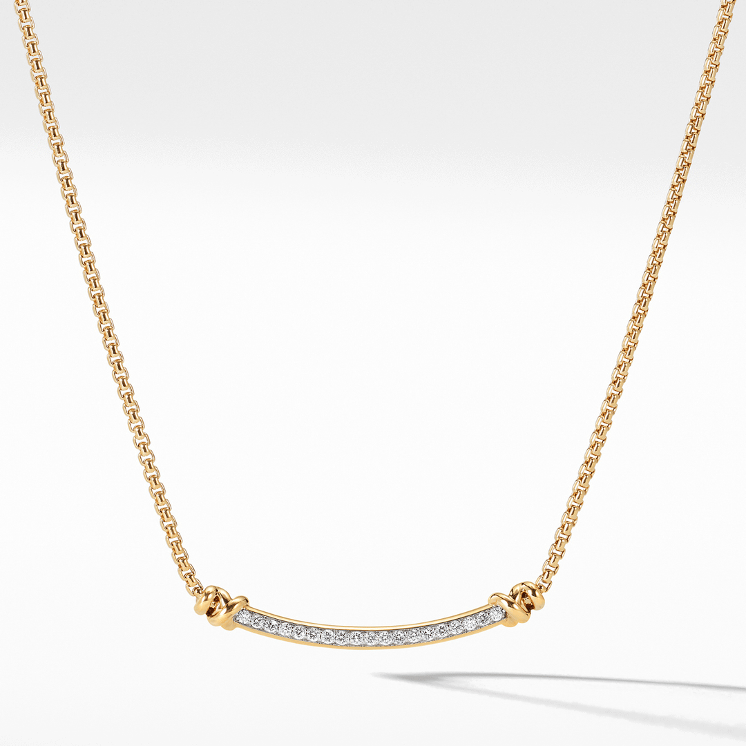 David Yurman Petite Helena Station Necklace in 18k Yellow Gold with Diamonds