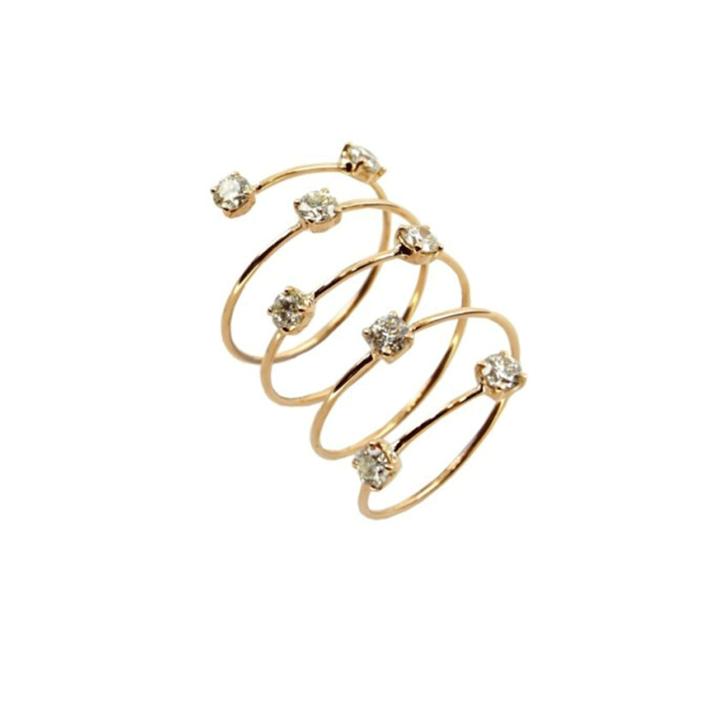 18k Rose Gold and 1.06 Total Weight Diamond Coil Ring