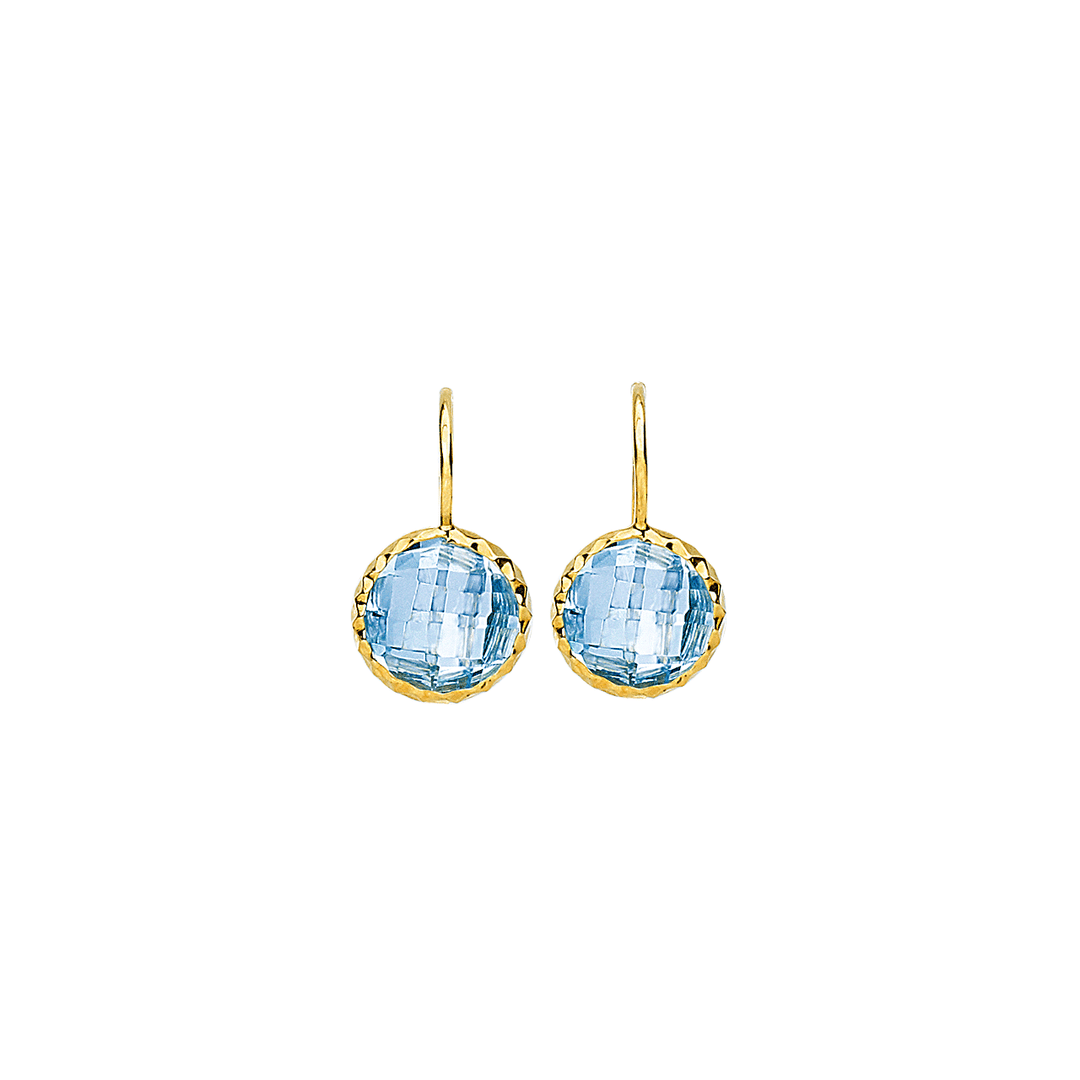 Facets 14k Gold and Blue Topaz Earrings