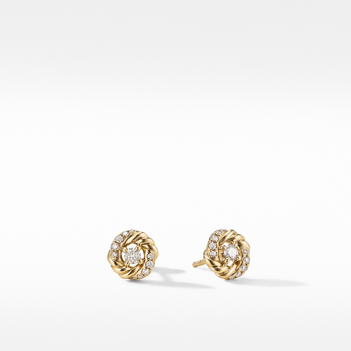 Petite Infinity Stud Earrings in 18K Yellow Gold with Diamonds