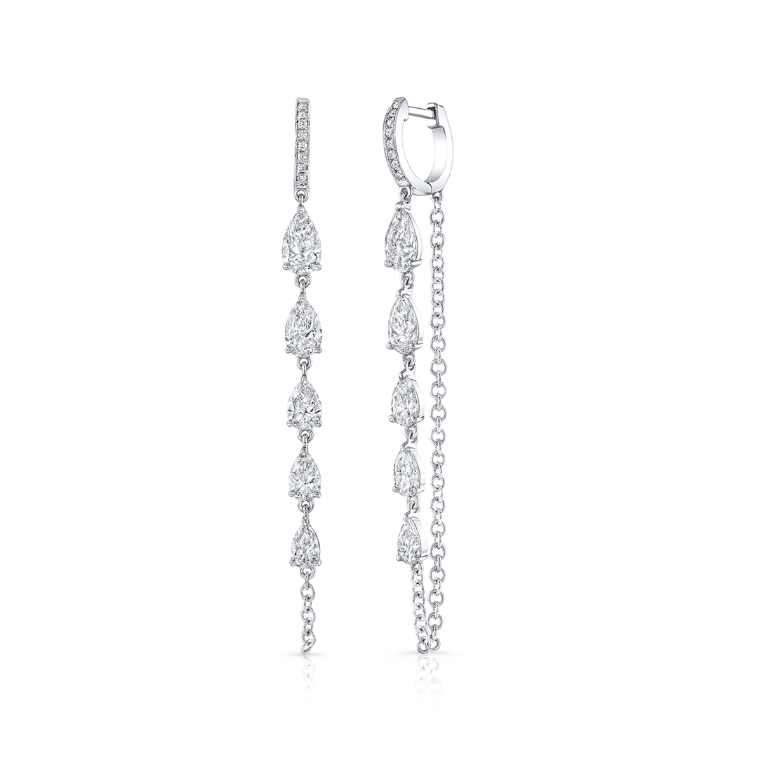 18k White Gold and 3.80 Total Weight Drop Earrings