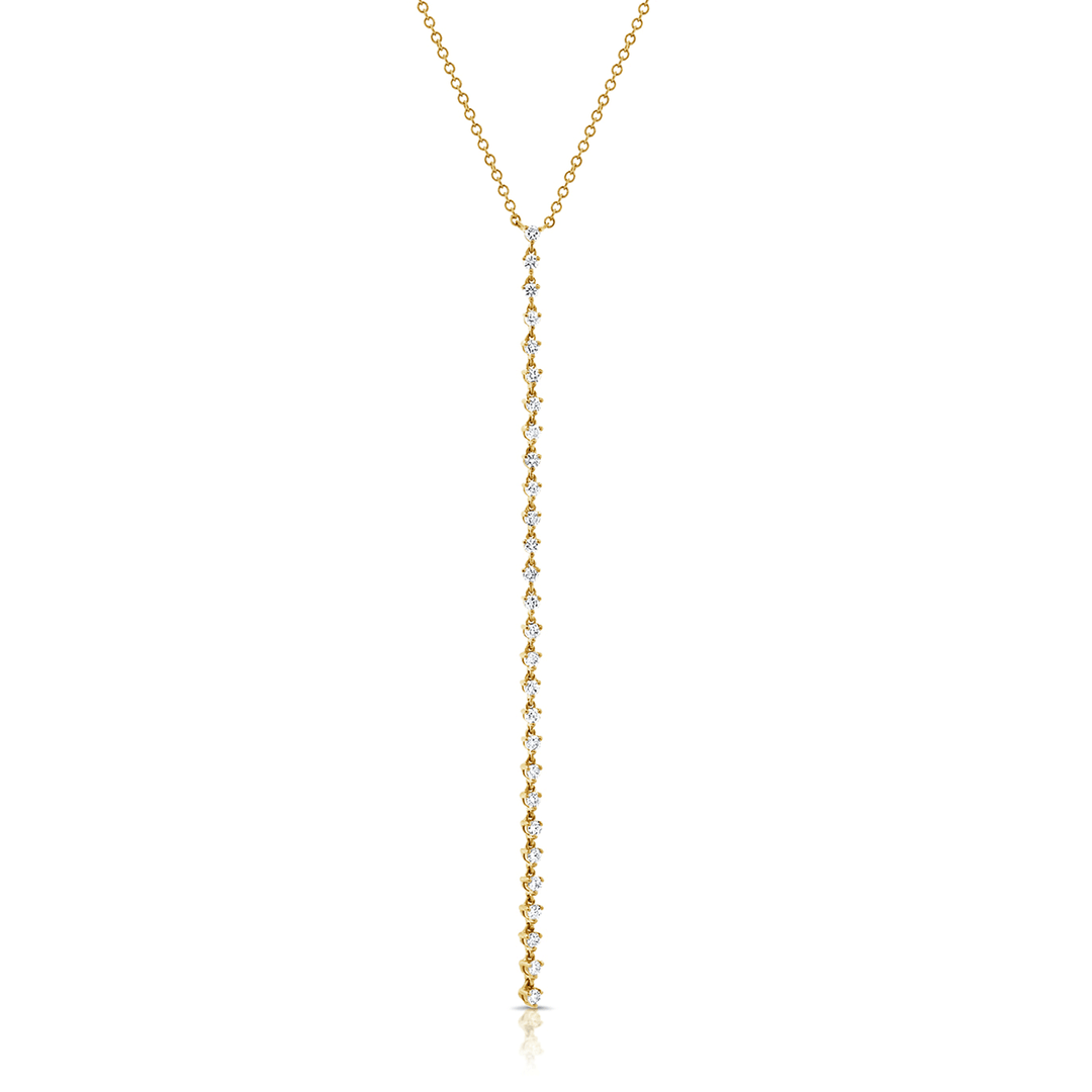 14k Yellow Gold and Diamond .95 Total Weight Lariat Necklace