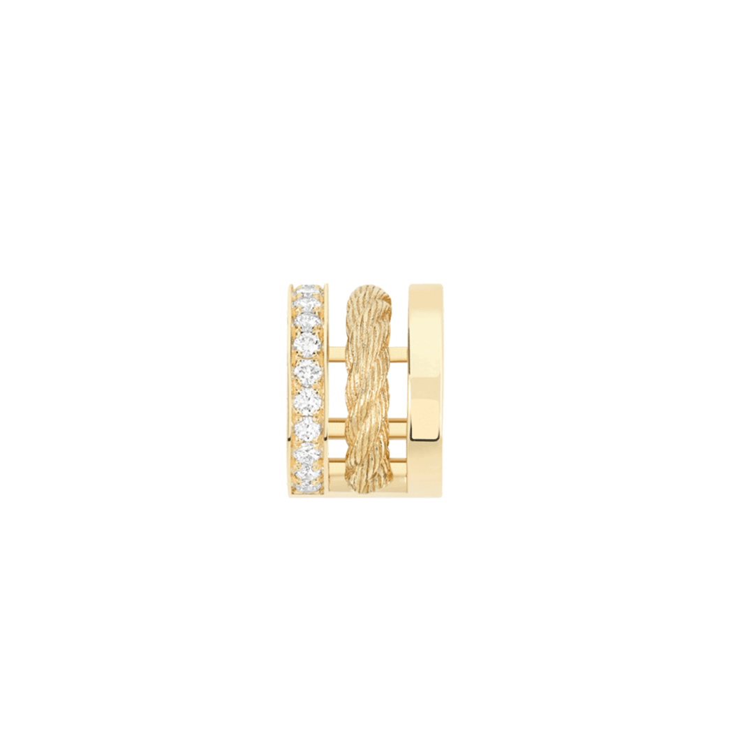 FRED Force 10 Rise 18k Yellow Gold and Diamond Ear Clip Single