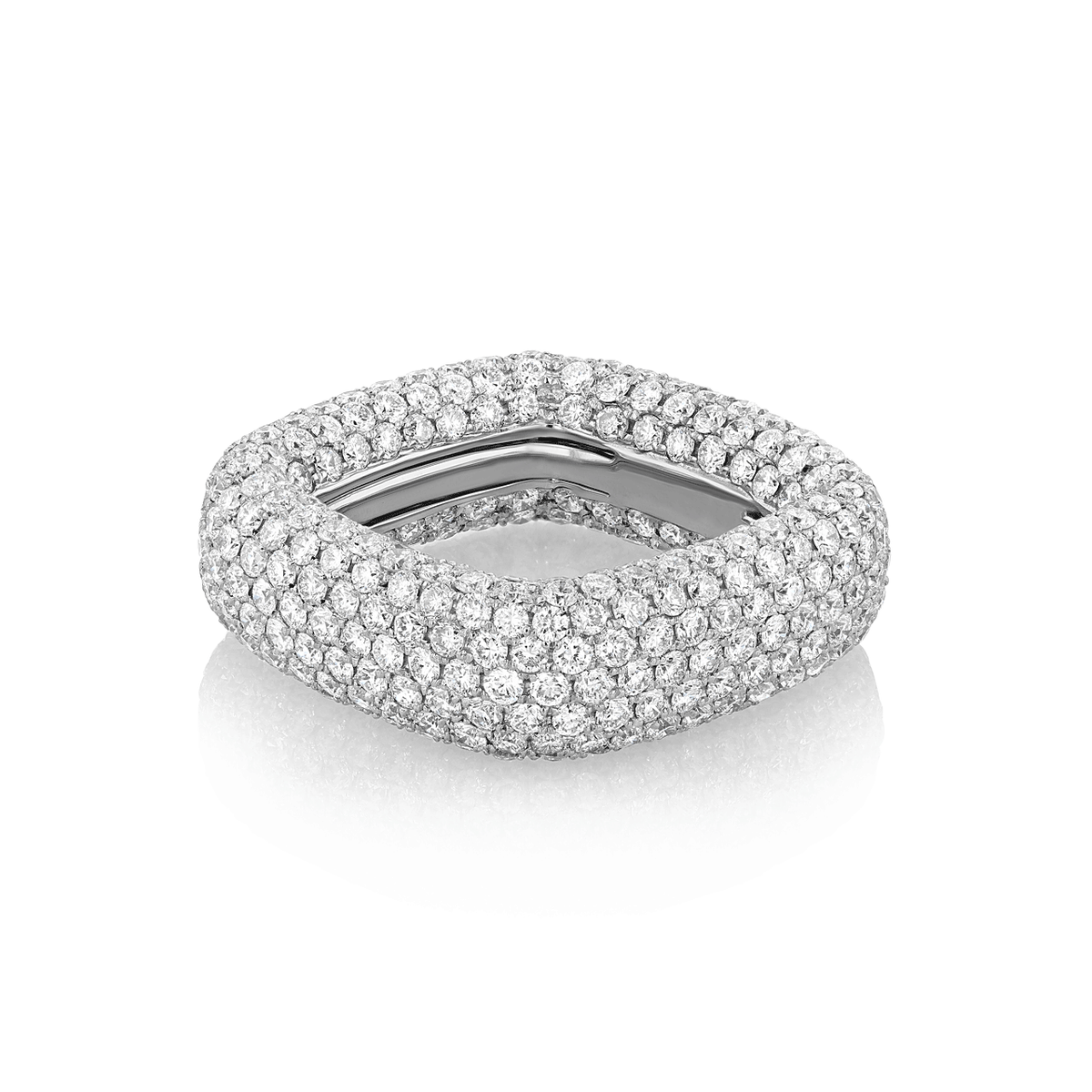 18k White Gold and 7.11 Total Weight Diamond Pave Eternity Band