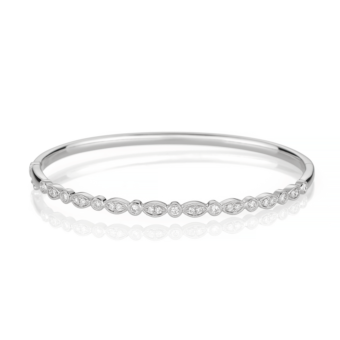 Hamilton Heritage Collection 18k White Gold and .52 Total Weight Bangle Bracelet