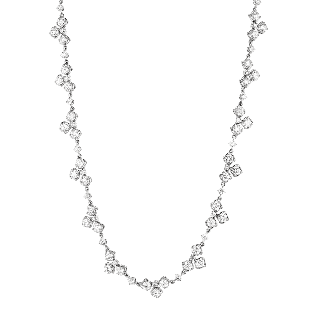 Duet 18k White Gold and 13.06 Total Weight Natural Diamond 18 Inch Necklace