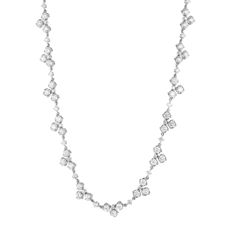 Duet 18k White Gold and 13.06 Total Weight Natural Diamond 18 Inch Necklace