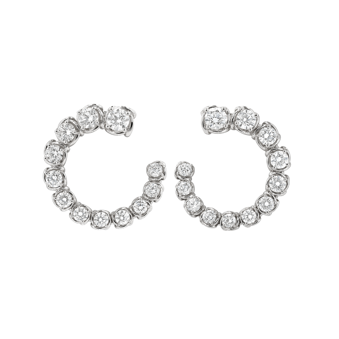 Hamilton Duet Collection 18k White Gold Hoops Natural Diamonds 2.05 Total Weight