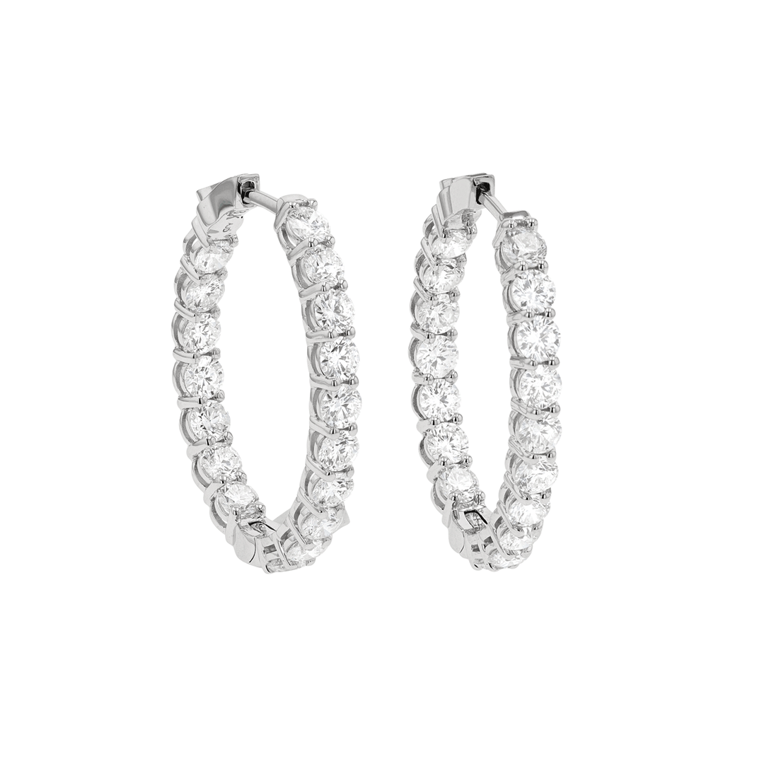 18k Gold Natural Diamond Total Weight 5.10 In Out Hoops