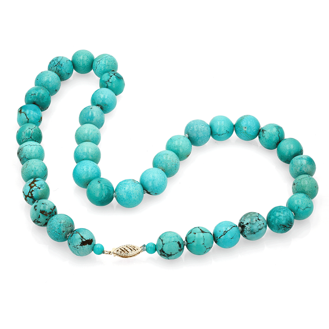 14k Yellow Gold and Turquoise Necklace