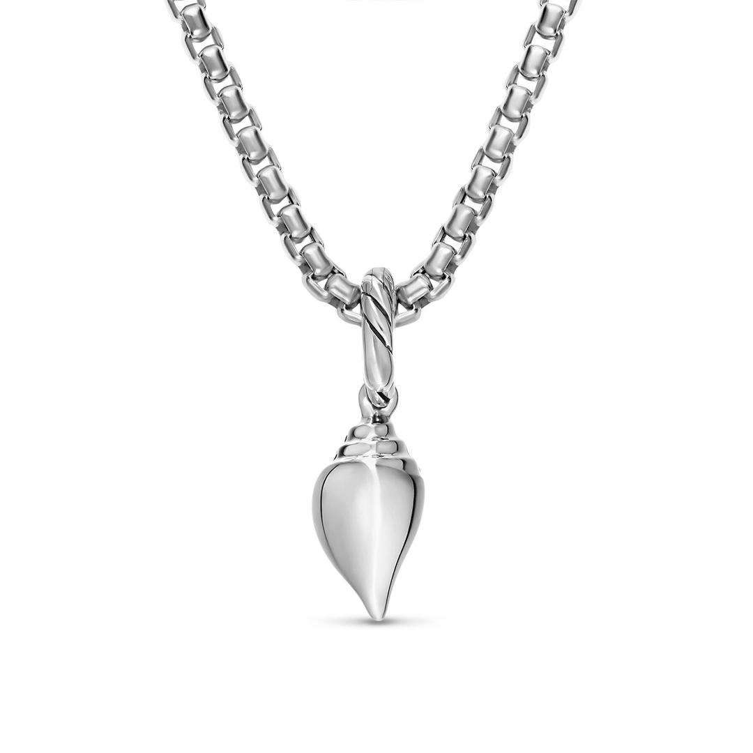 David Yurman Petite Pavé Shell Amulet Sterling Silver with Diamonds, 15mm