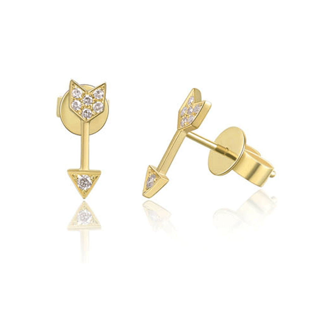 14k Rose Gold Mini Arrow Diamond .05 Total Weight Studs