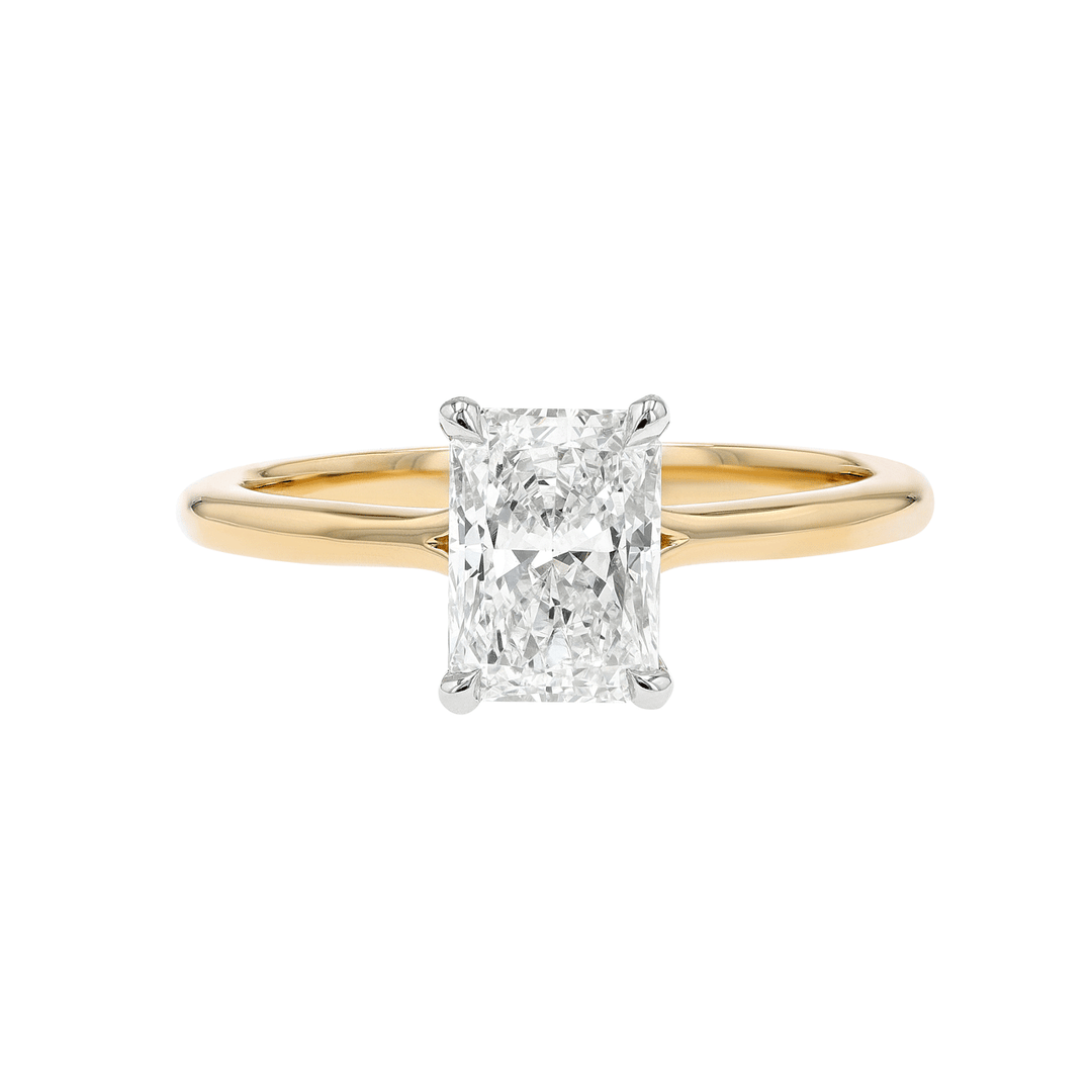 Platinum 18k Yellow Gold and  1.21 Total Weight Radiat Diamond Solitaire Ring