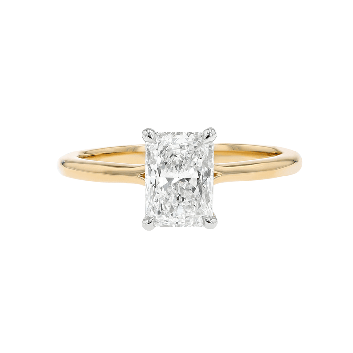 Platinum 18k Yellow Gold and  1.21 Total Weight Radiat Diamond Solitaire Ring