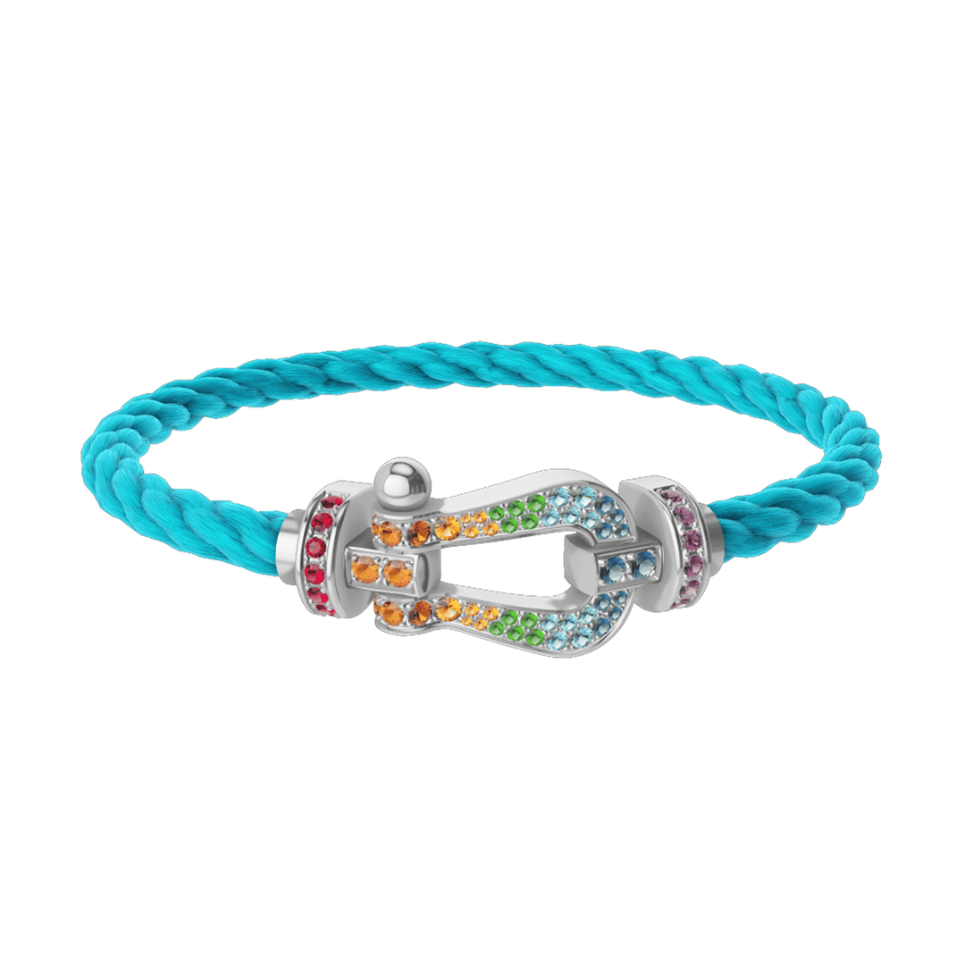 FRED Turquoise Cord Bracelet with 18k Rainbow Gemstone LG Buckle, Exclusively at Hamilton Jewelers