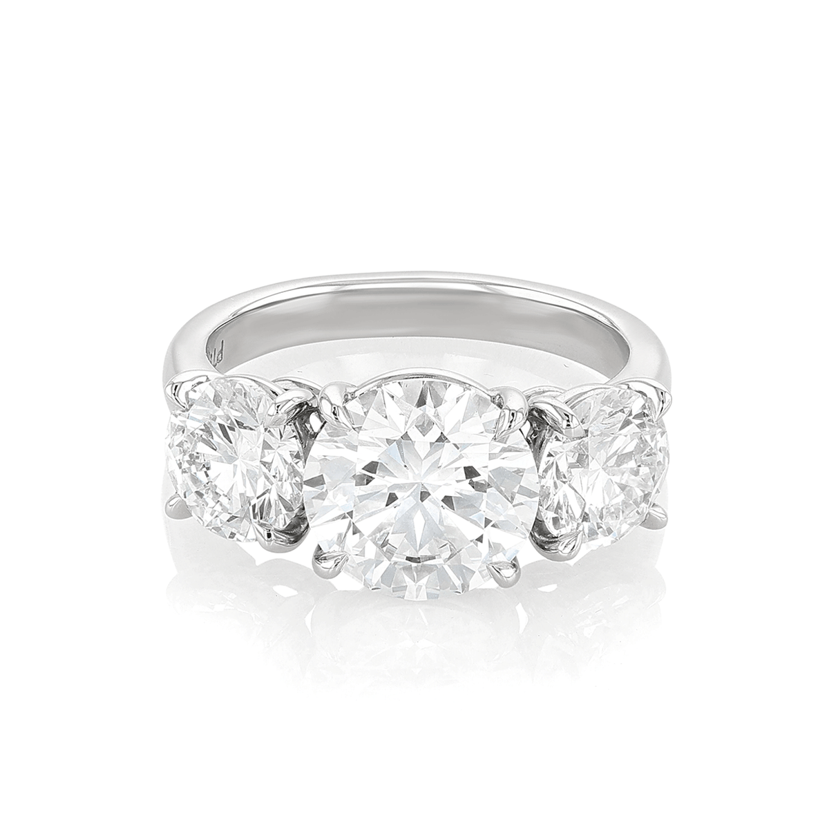 Platinum and 3.20 Total Weight Diamond Three Stone Ring