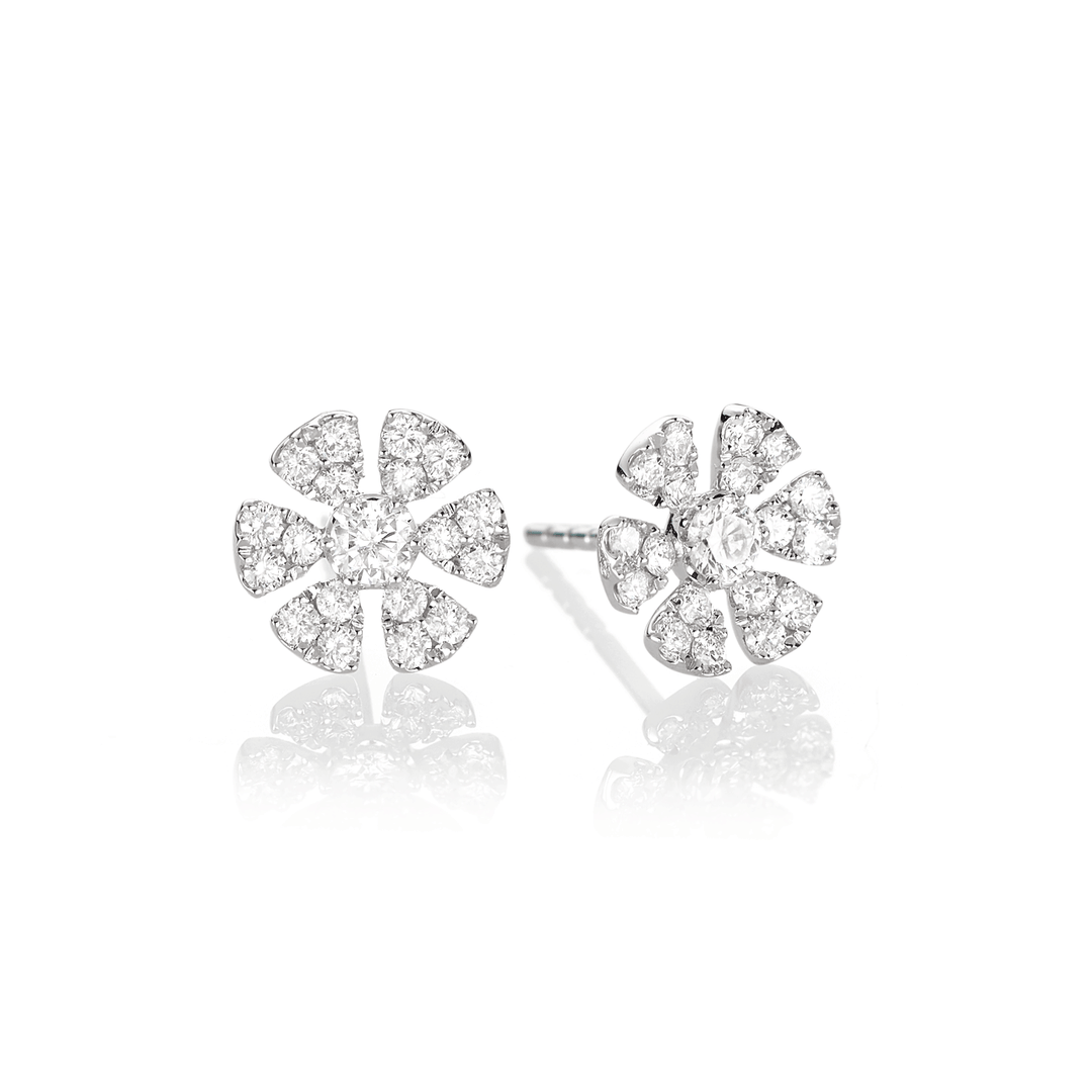 Fleur 18k White Gold and Diamond .50 Total Weight Earrings