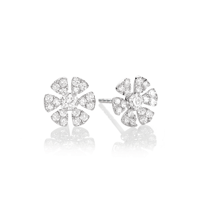 Fleur 18k White Gold and Diamond .50 Total Weight Earrings