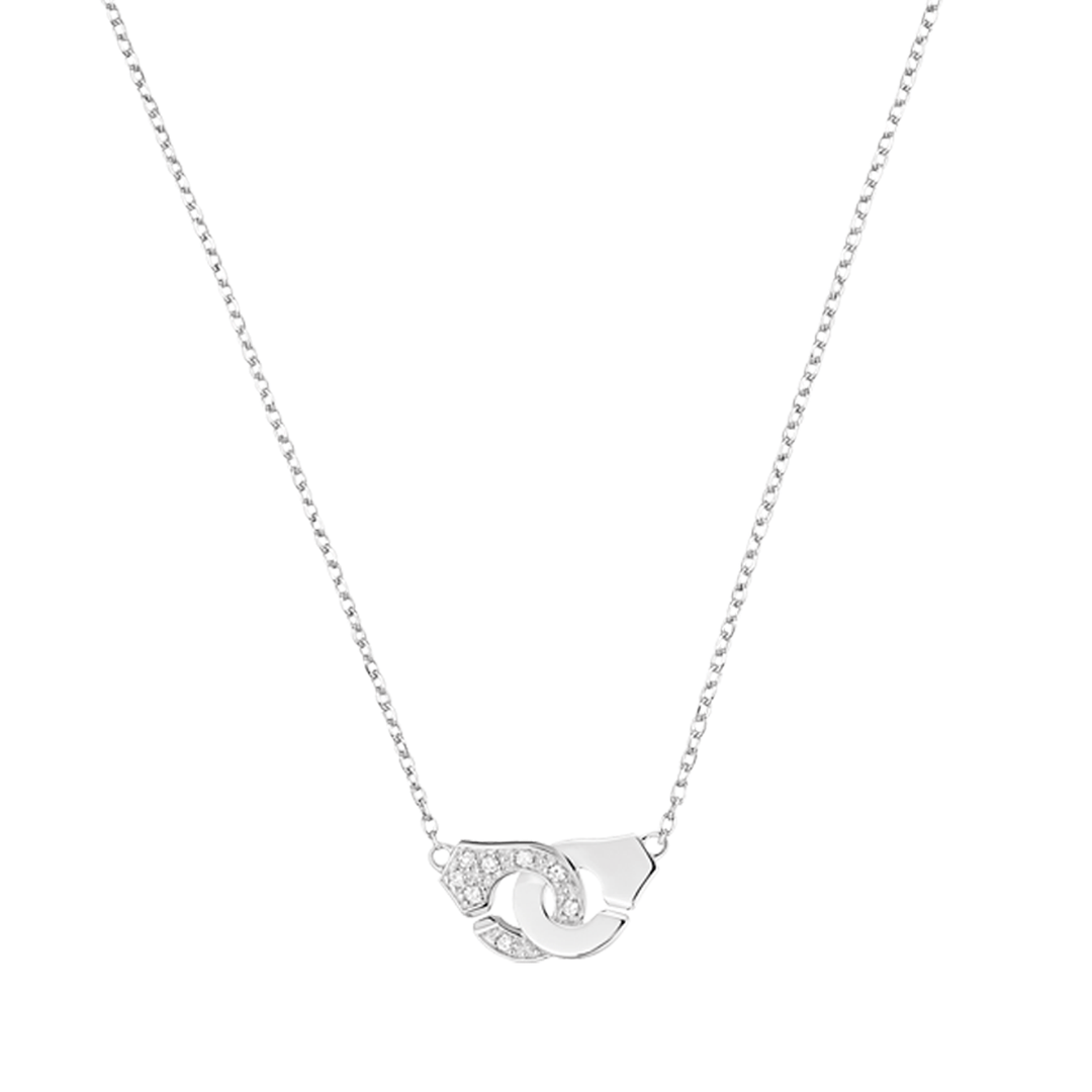 Dinh Van Menottes R8 18k White Gold and Diamond Necklace