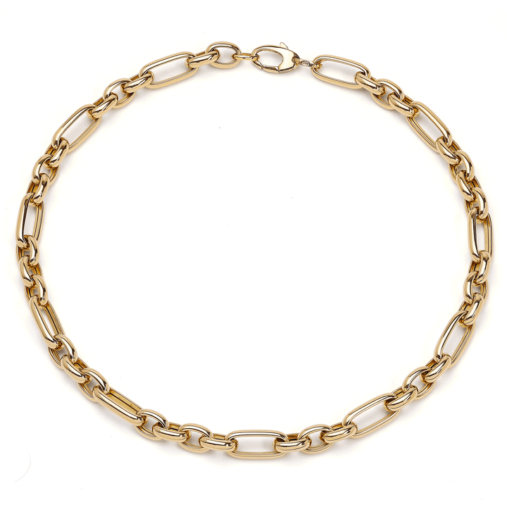 18k Yellow Gold 18 Inch Long Short Oval Link Necklace