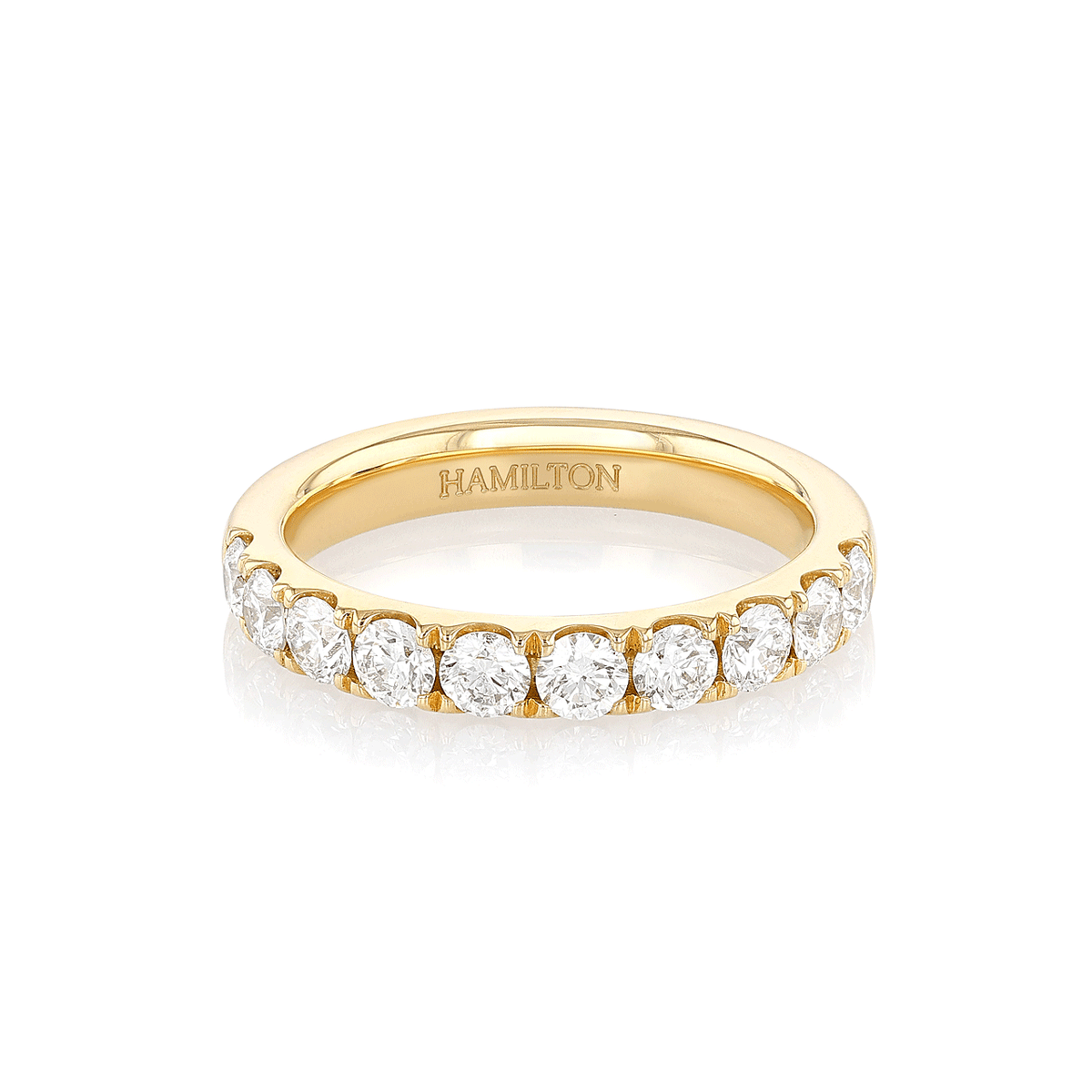 Hamilton Lisette Collection 18k Yellow Gold and 1.00 Total Weight Diamond Half Way Band