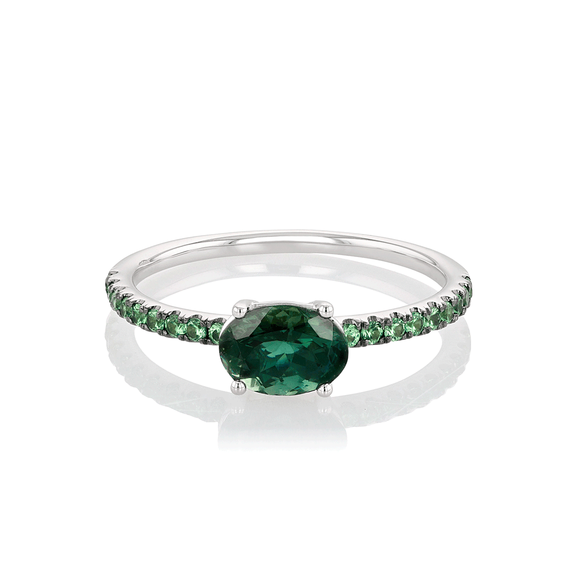 Hamilton Facets Collection 18k White Gold Green Tourmaline Ring