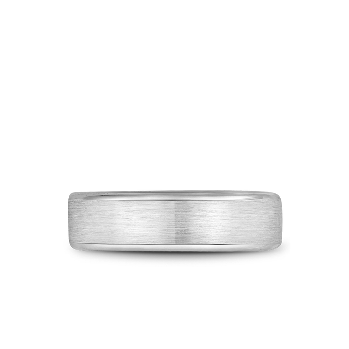 14k White Gold 6.5mm Polished and Satin Finish Wedding Band